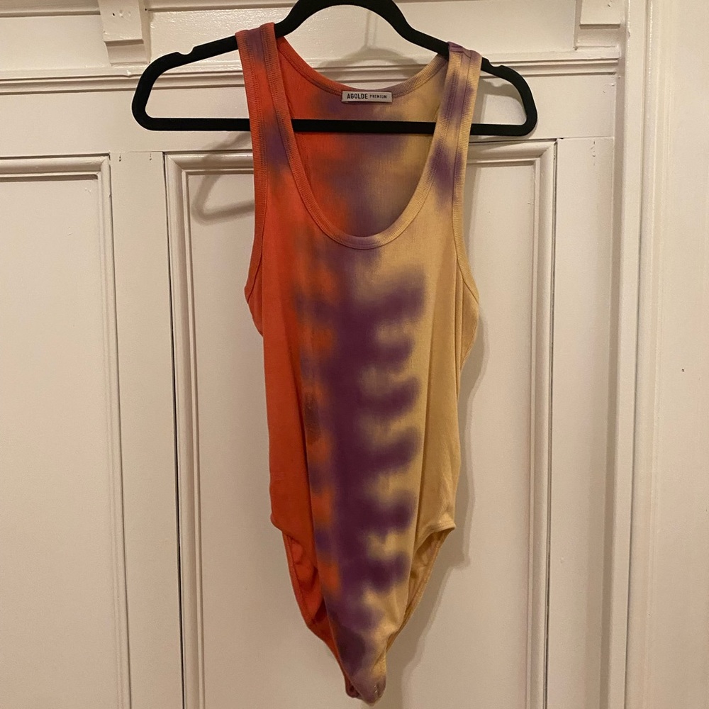 Re/Done Tie-Dye Rib Tank Bodysuit